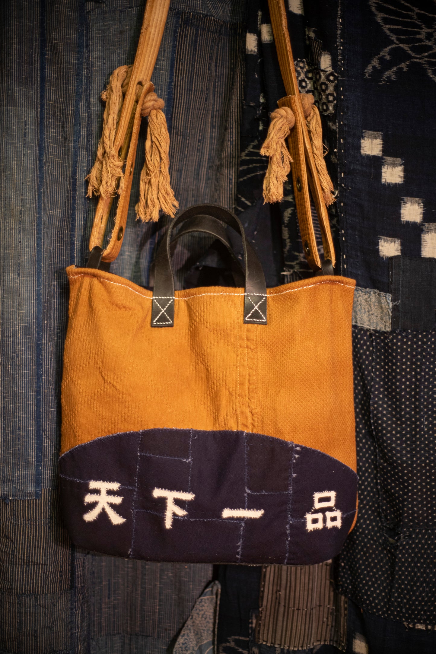 Shoulang Yam Dyed Kendo and Apron Leather Bag