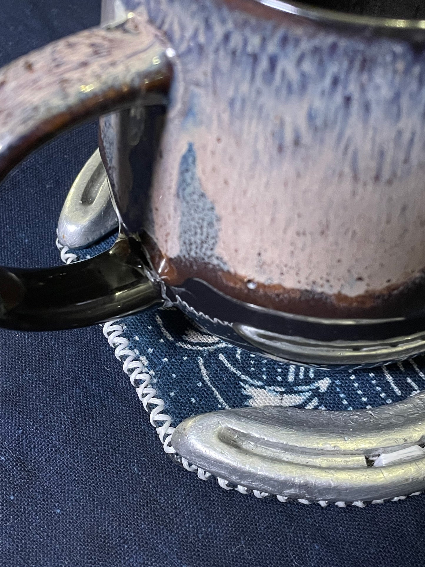 Horseshoe Key Organizer / Cup Coaster Katazome Fabric