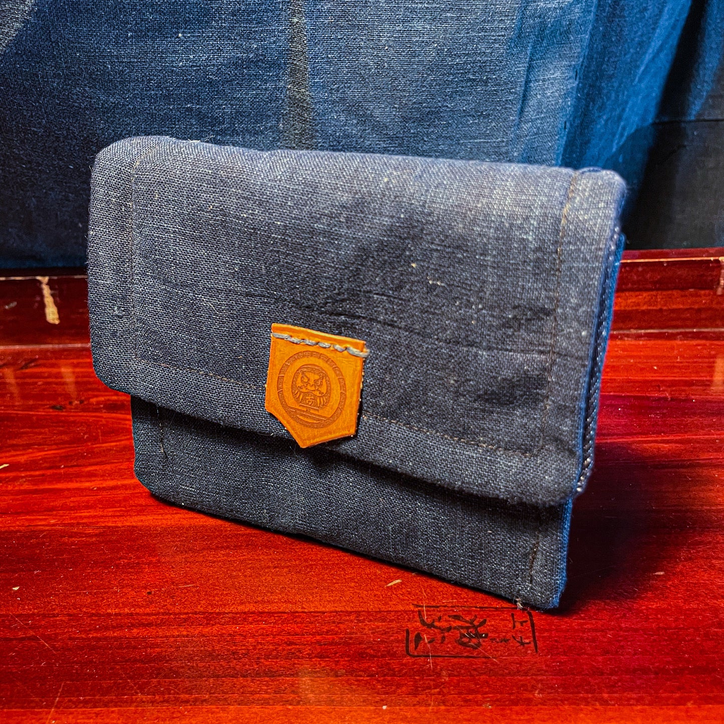 Daruma Kokobo Homemade Fabric Wallet - Japanese indigo fabric