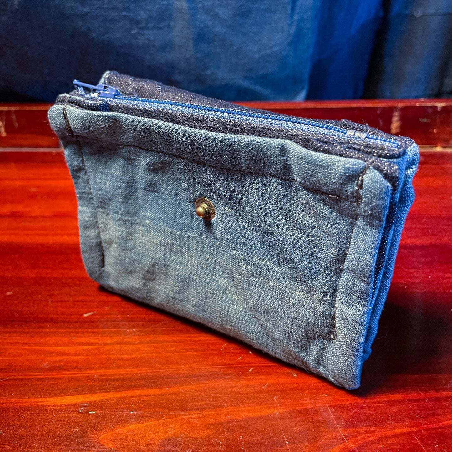 Daruma Kokobo Fabric Wallet - Japanese light indigo fabric