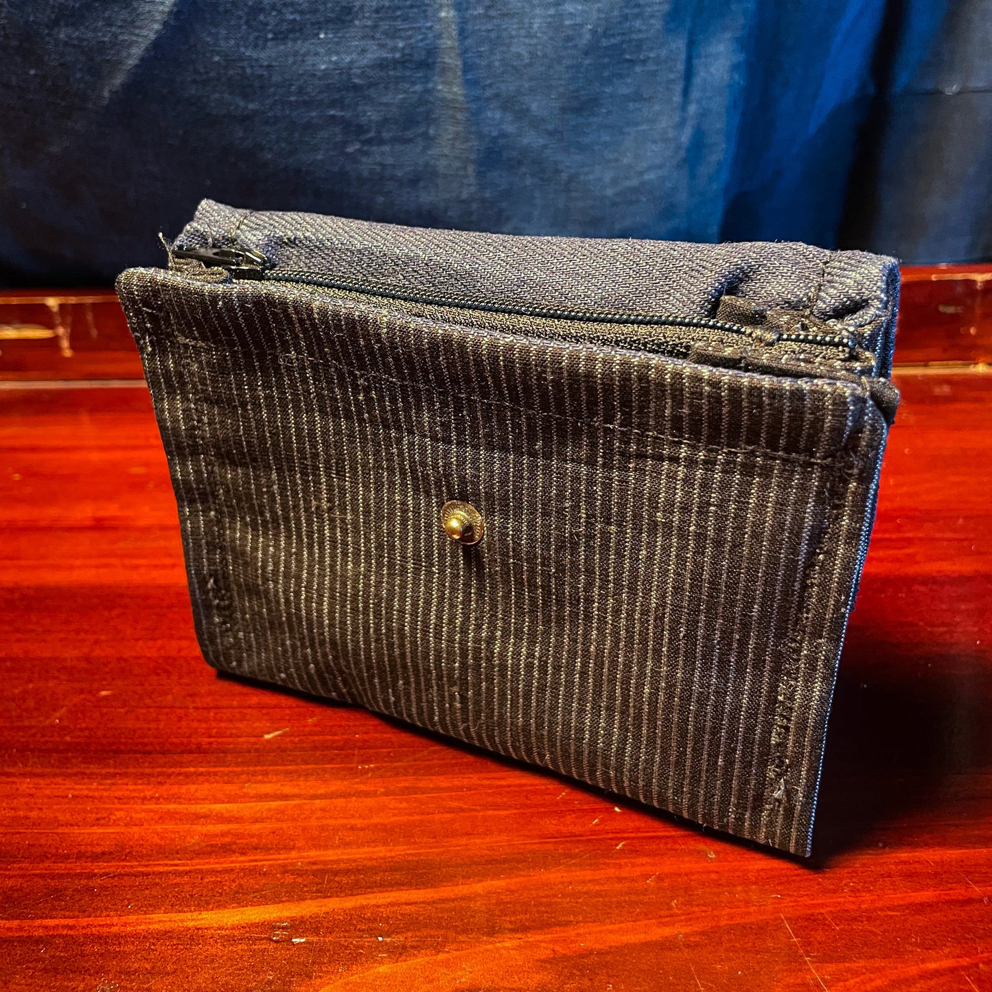 Daruma Kokobo Homemade Fabric Wallet - Japanese strip fabric