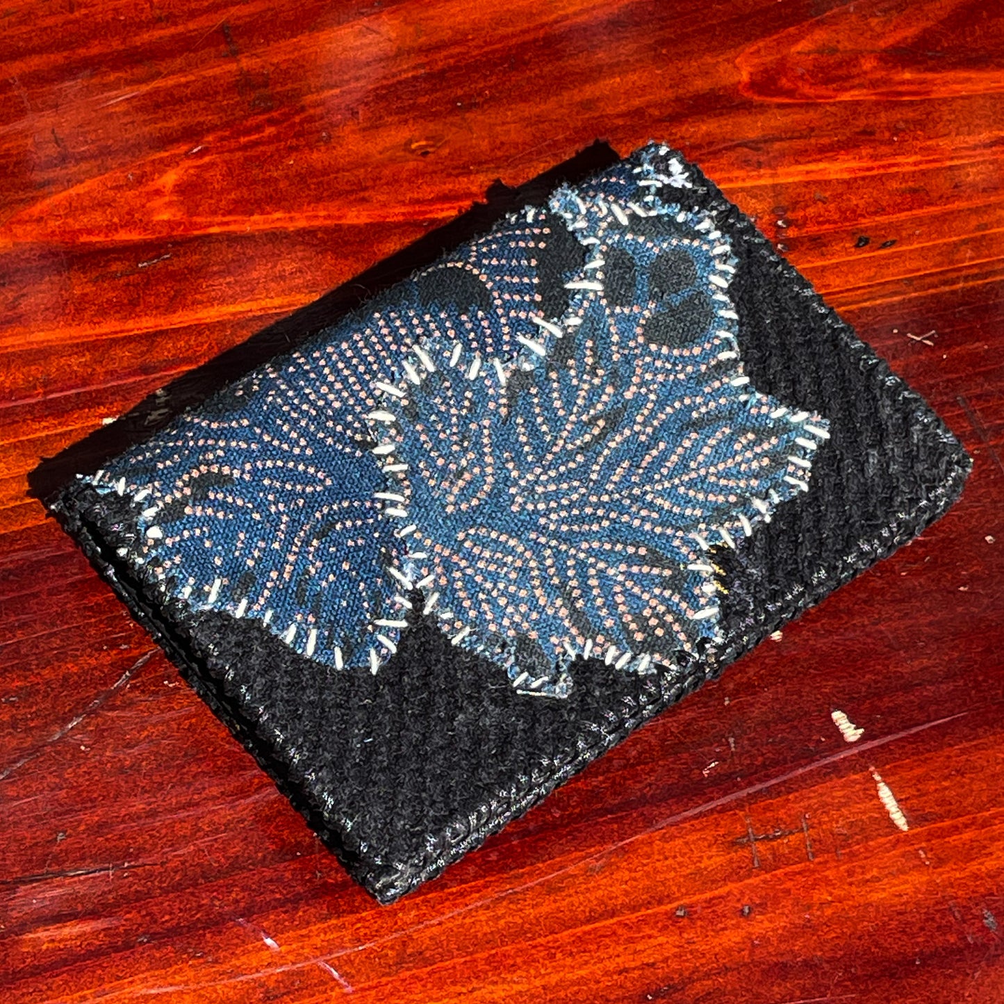 Daruma Kokobo Homemade Wallet Sashiko Katazome and Kendo Fabric