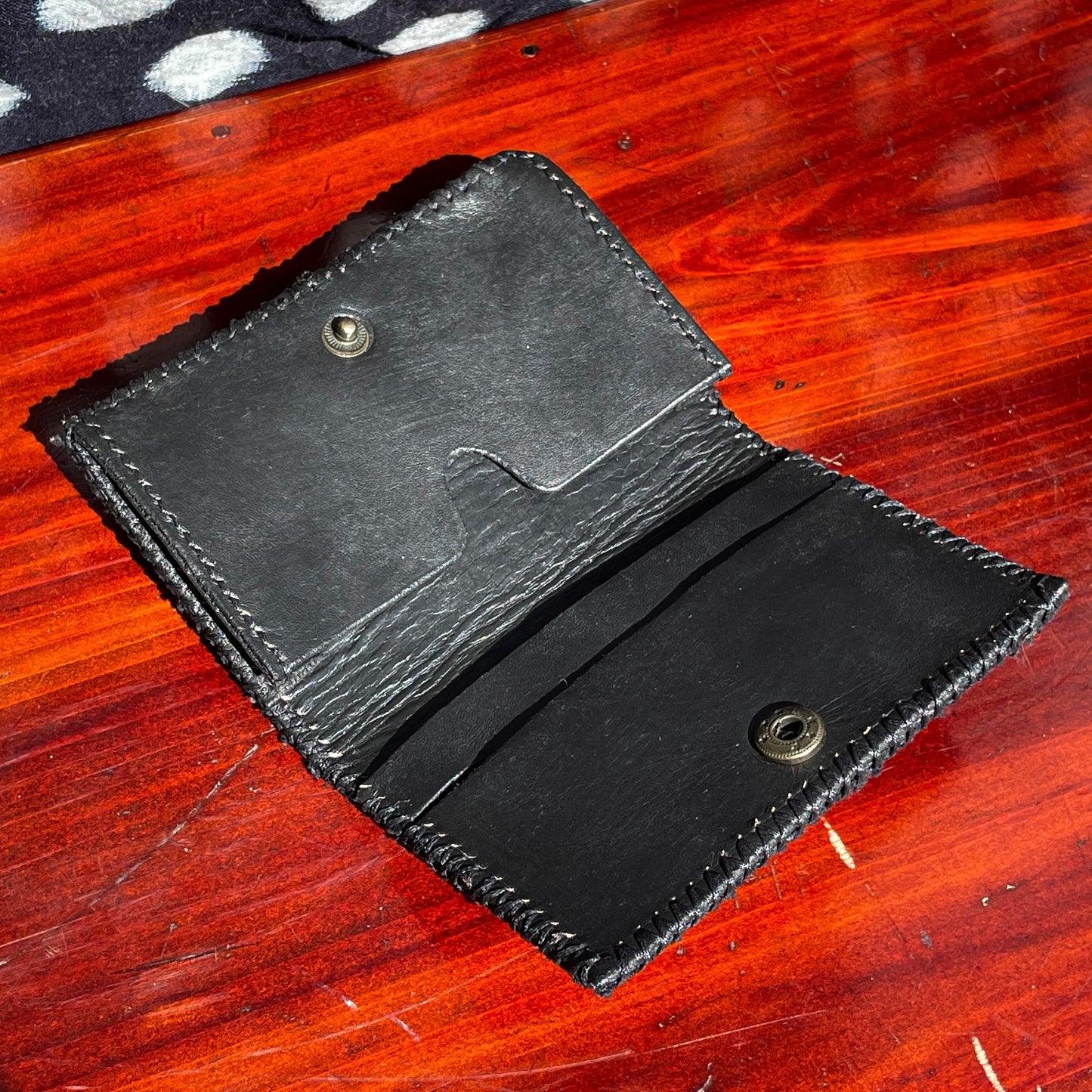 Daruma Kokobo Homemade Wallet Sashiko Katazome and Kendo Fabric