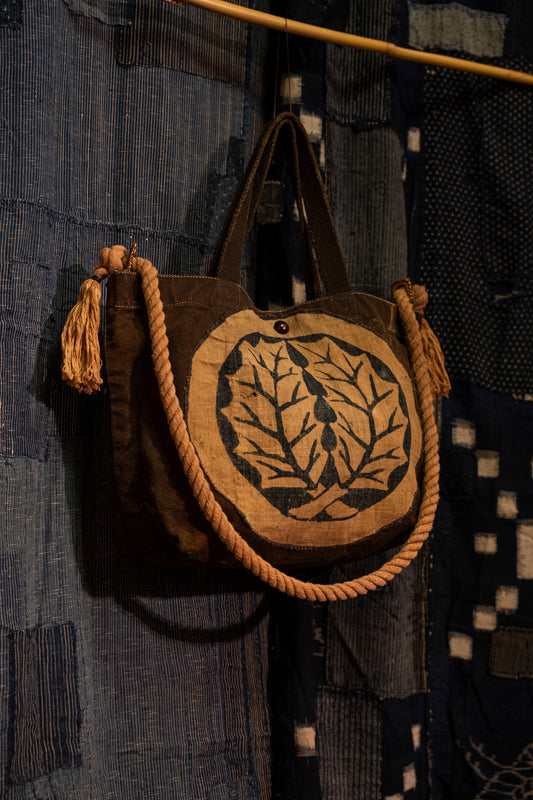Shoulang Yam Dyed Japanese Antique Fabric Tote Bag (Redesigned by Muji wide tote bag)
