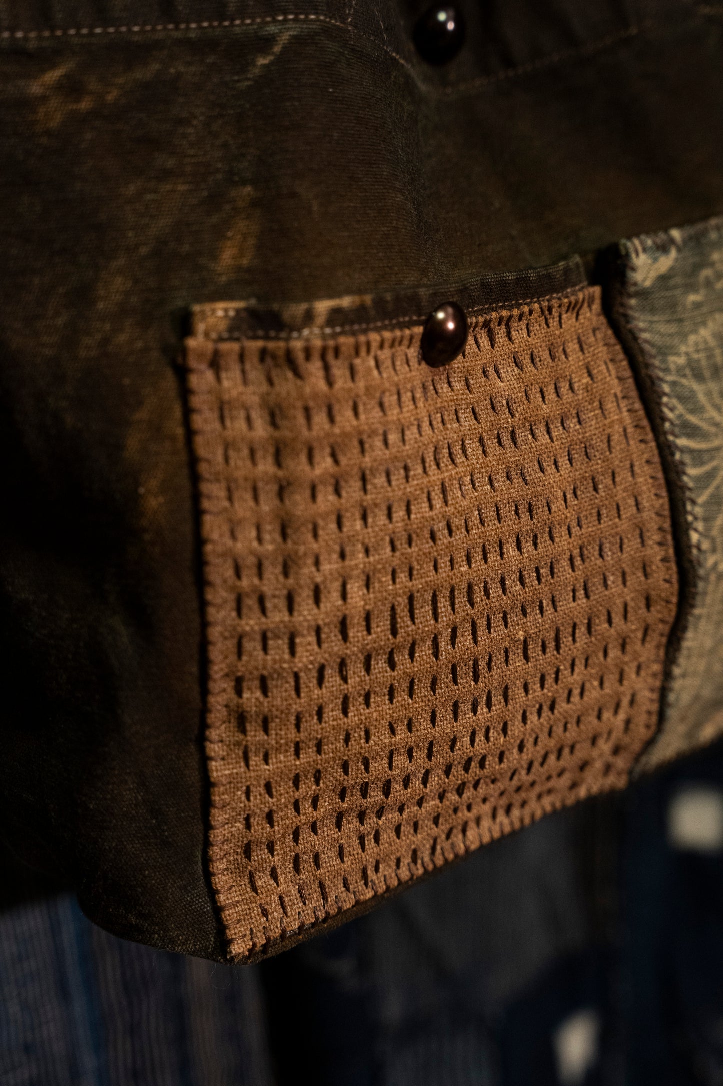 Shoulang Yam Dyed Japanese Antique Fabric Tote Bag (Redesigned by Muji wide tote bag)