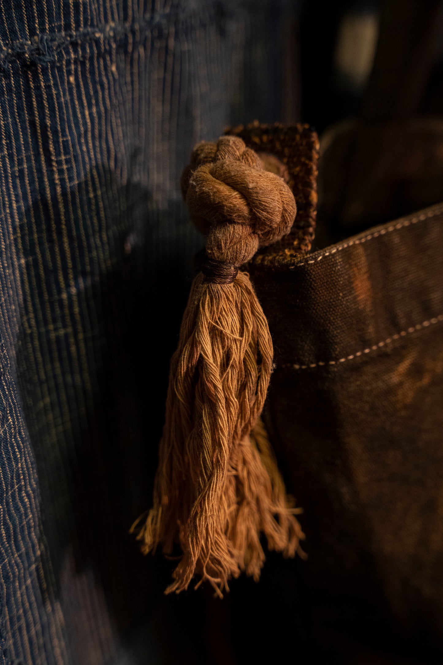 Shoulang Yam Dyed Japanese Antique Fabric Tote Bag (Redesigned by Muji wide tote bag)