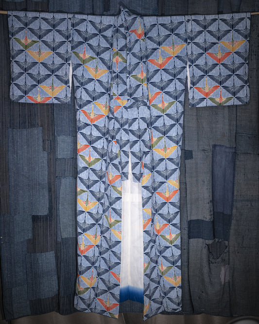 KOMON Kimono - Cranes in Wisteria