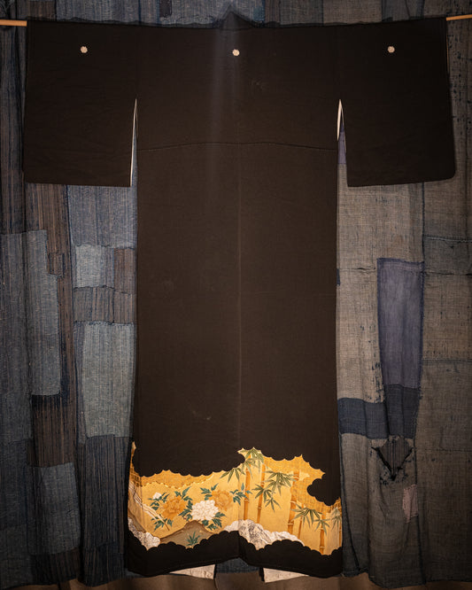 KUROTOMESOD Kimono - Phoenix & Bamboo Motif