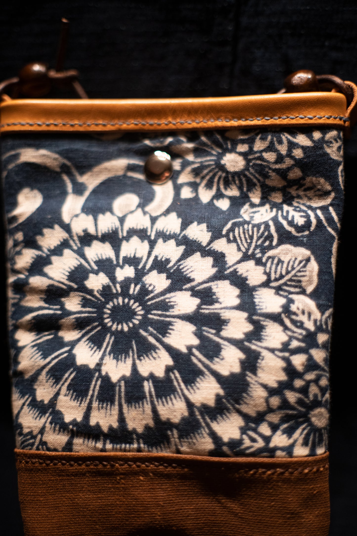 Katazome small tote bag with sliver botton