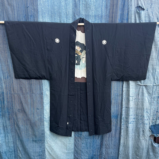 HAORI Kimono - Black Painted Samurai
