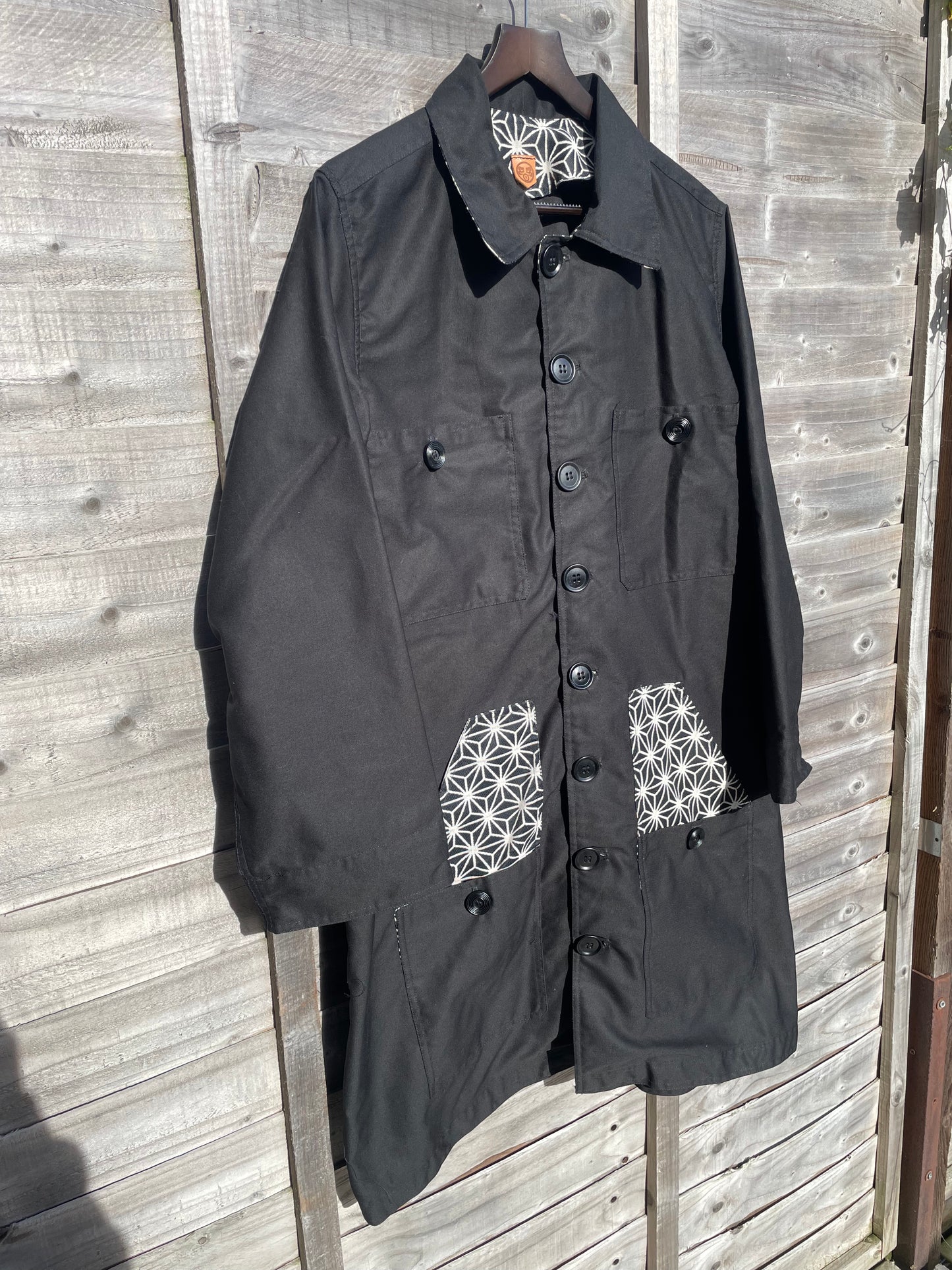 Uramasari Canvas Worker Long Coat -  Black Kikko Lining