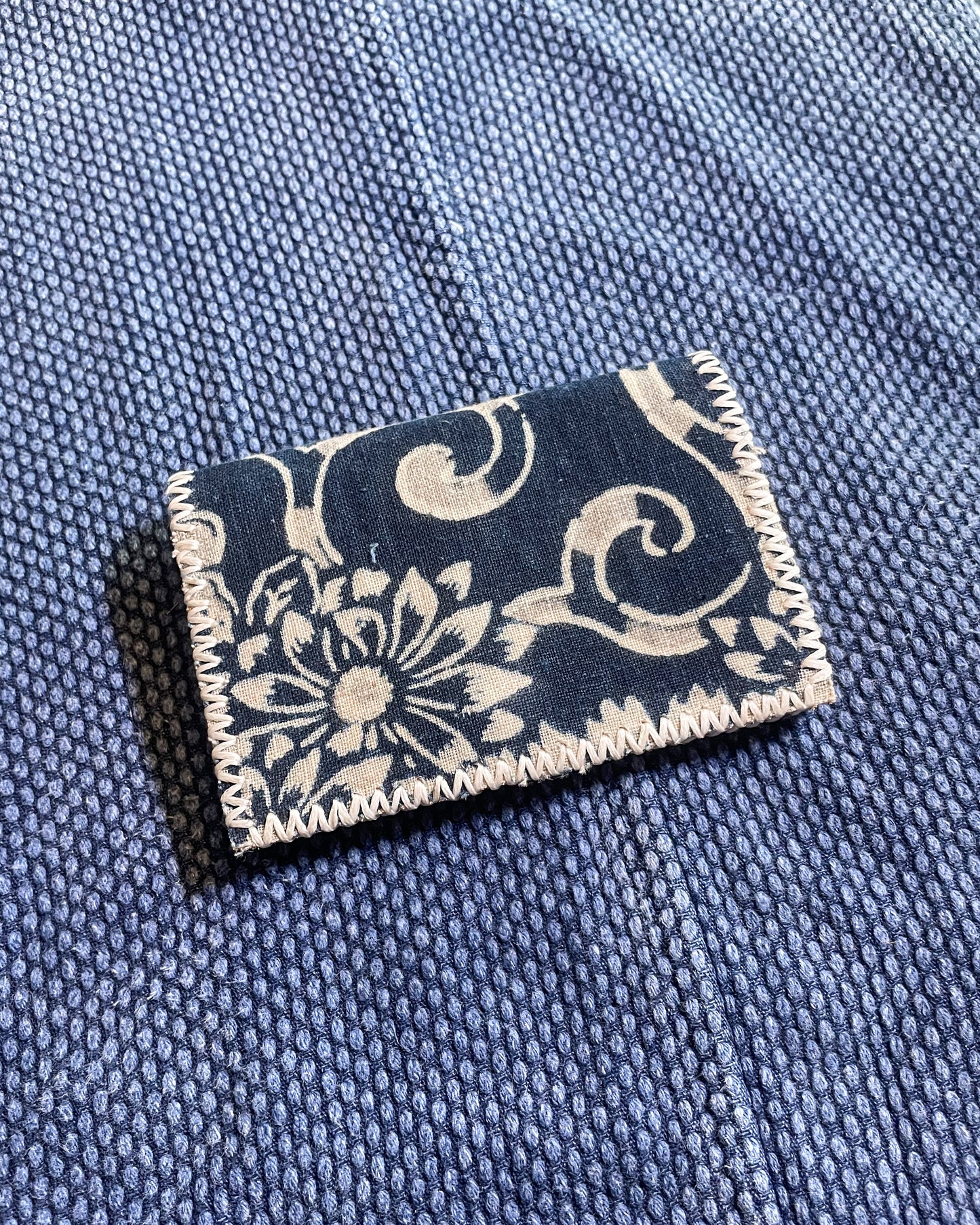 Daruma Kokobo Homemade Wallet Katazome Indigo Fabric