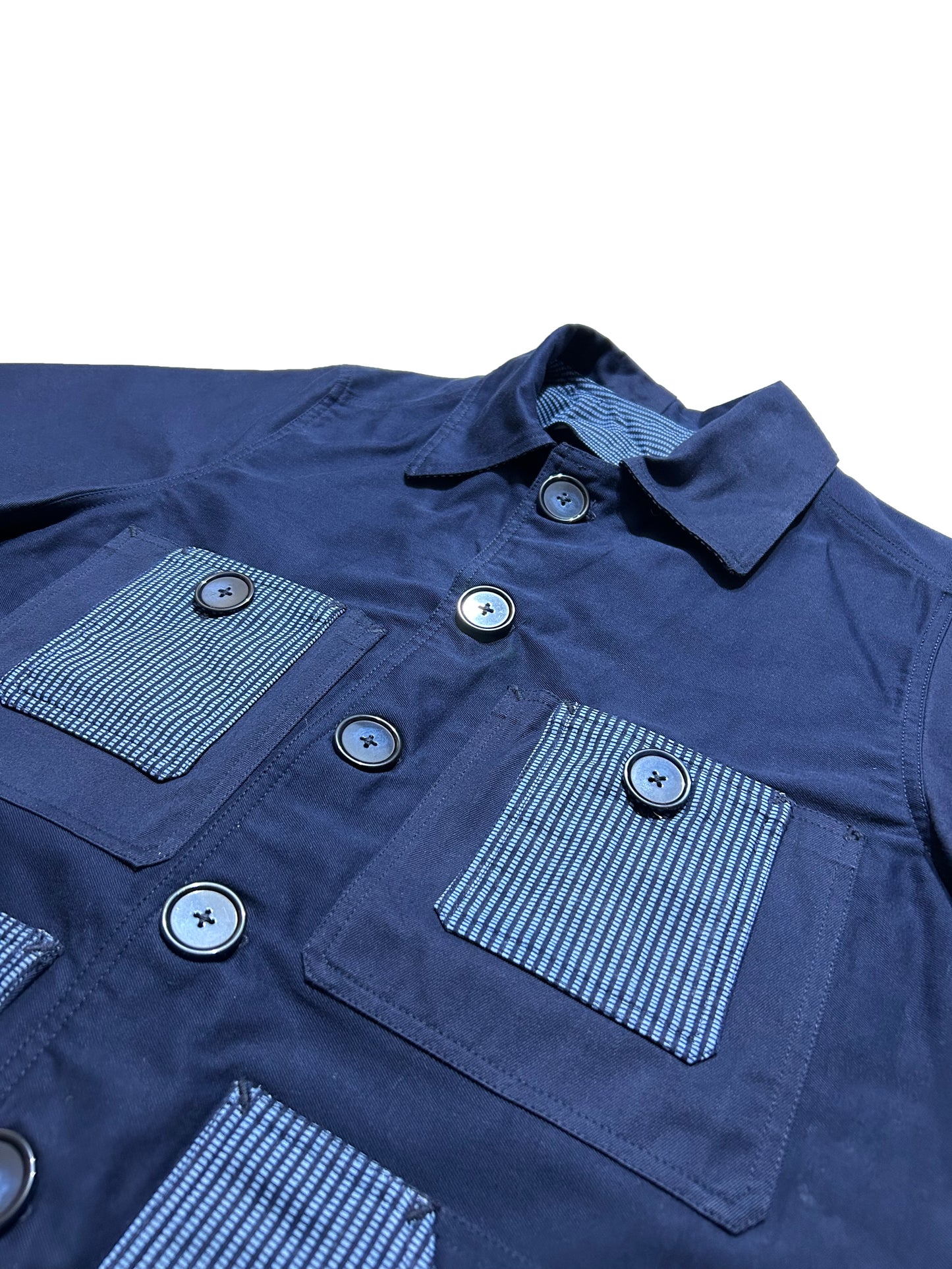 Uramasari Worker Jacket - EURO BLUE Twill Grid Yukata