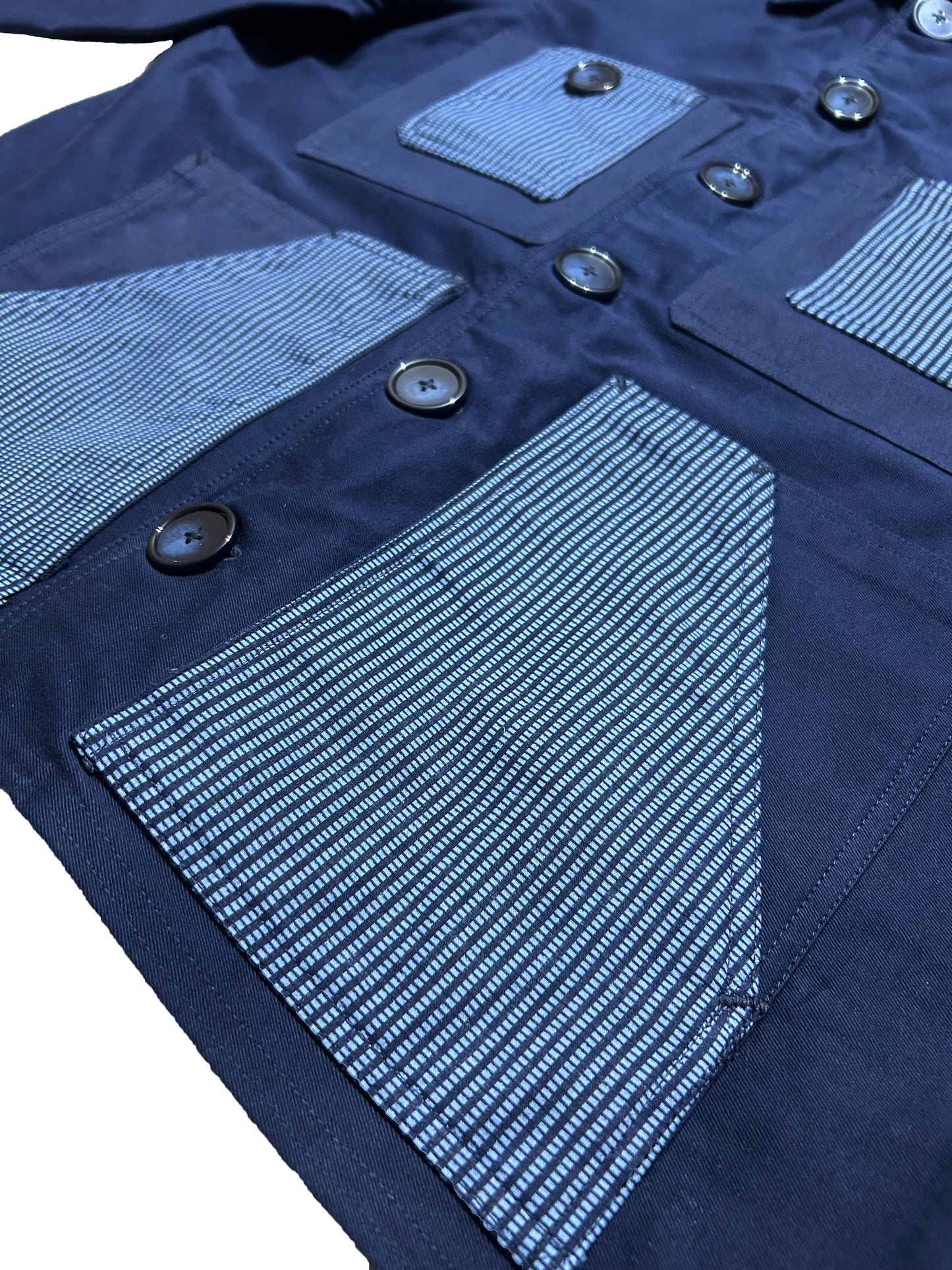 Uramasari Worker Jacket - EURO BLUE Twill Grid Yukata