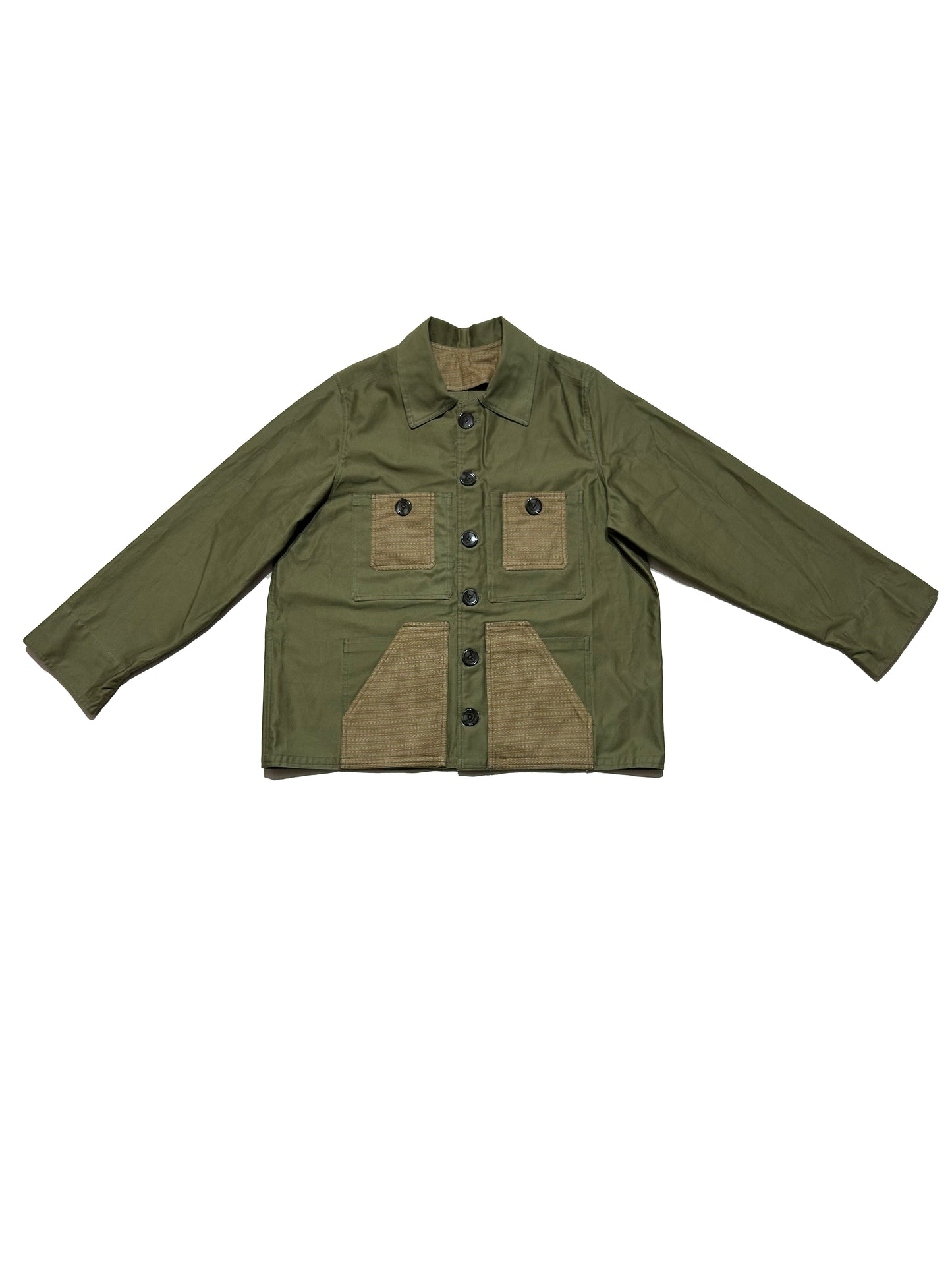 Uramasari Worker Jacket - Olive green Twill Seiran weave lining