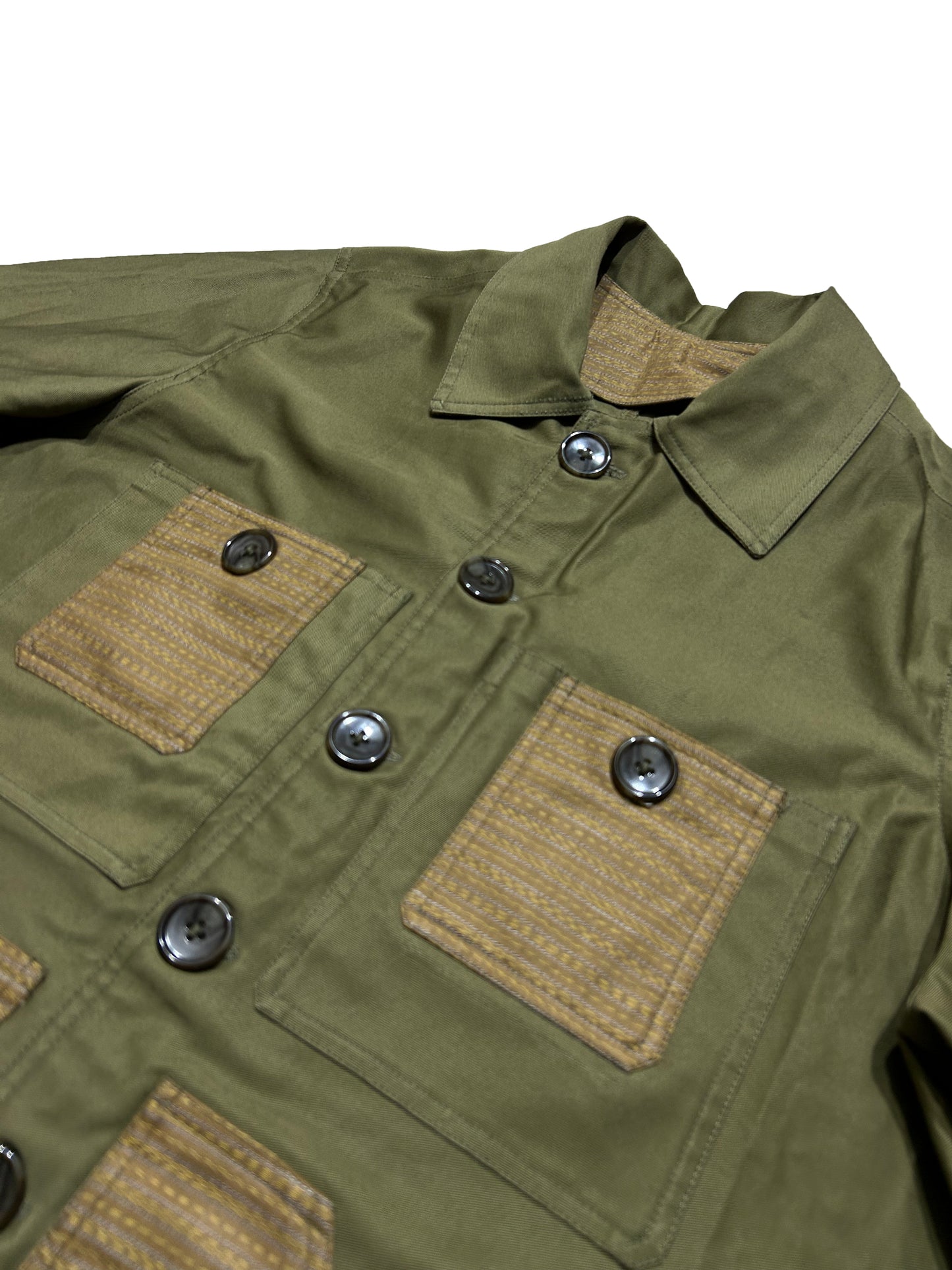 Uramasari Worker Jacket - Olive green Twill Seiran weave lining