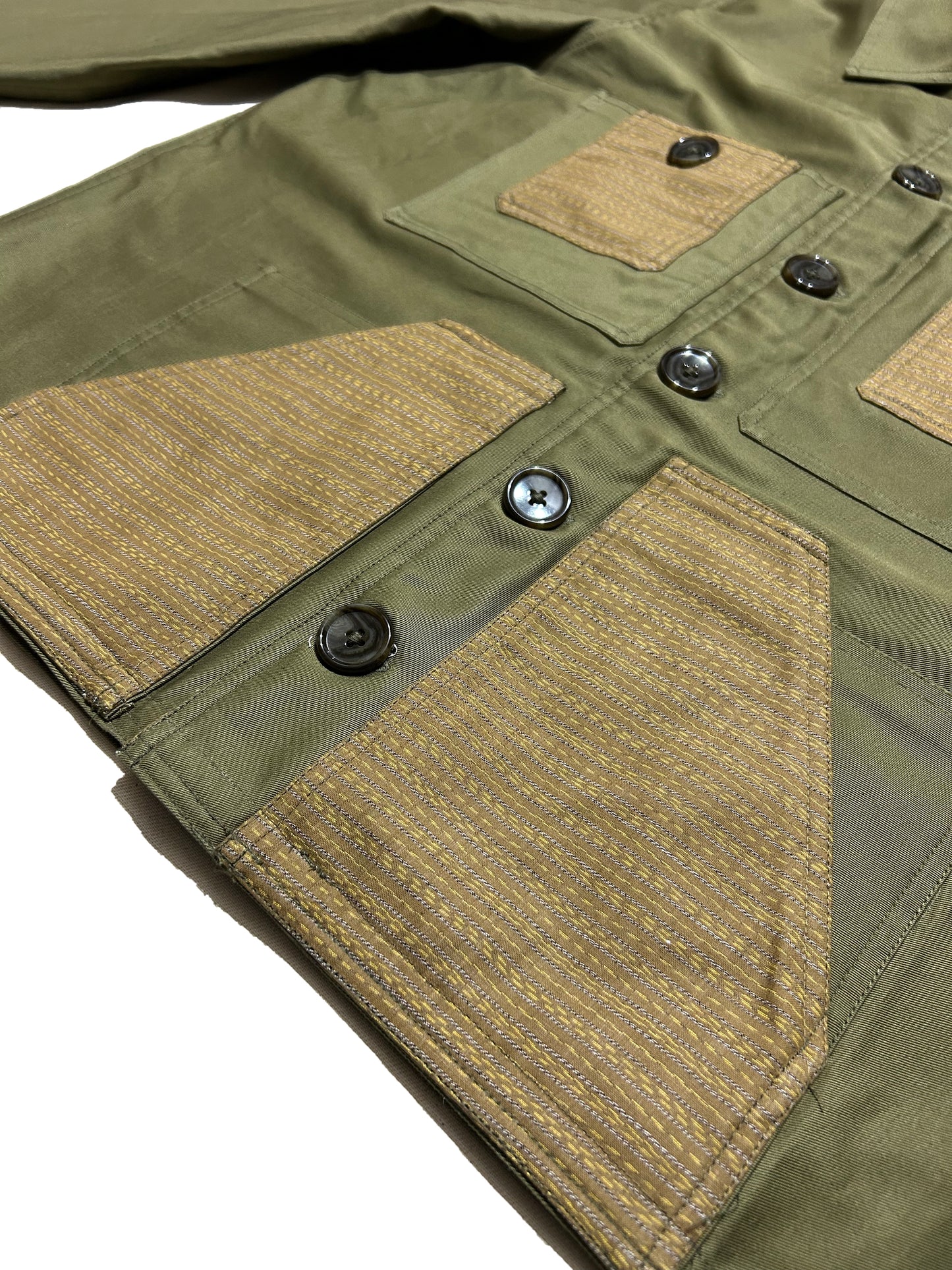 Uramasari Worker Jacket - Olive green Twill Seiran weave lining