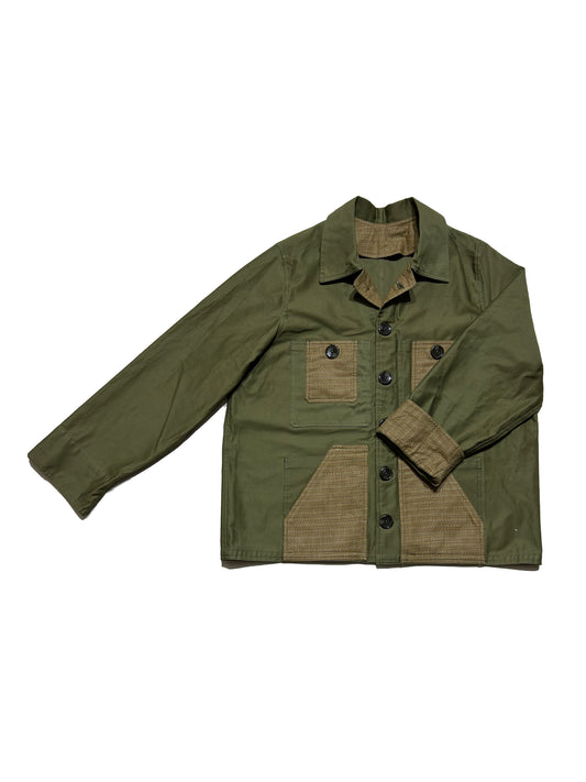 Uramasari Worker Jacket - Olive green Twill Seiran weave lining
