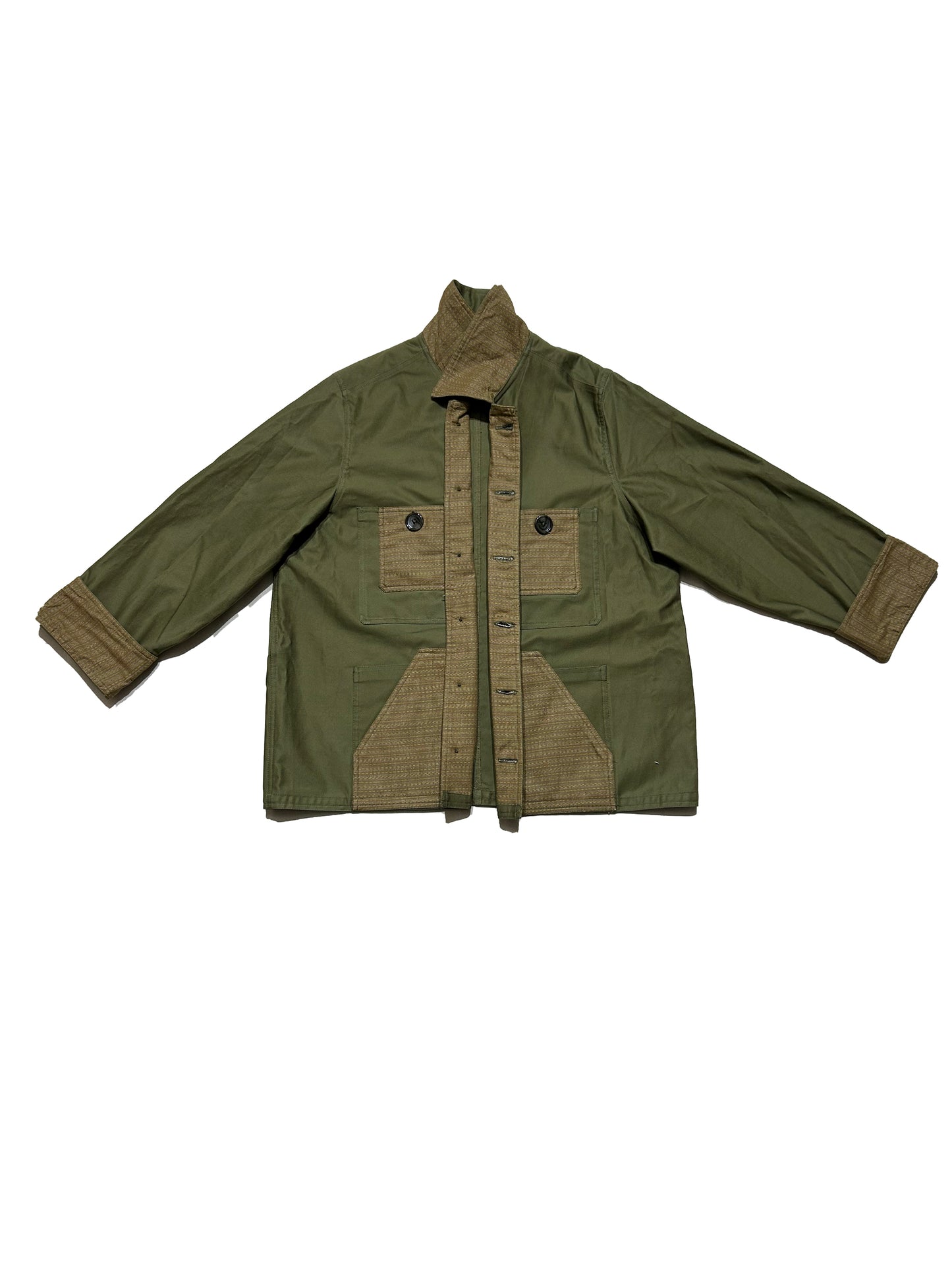 Uramasari Worker Jacket - Olive green Twill Seiran weave lining
