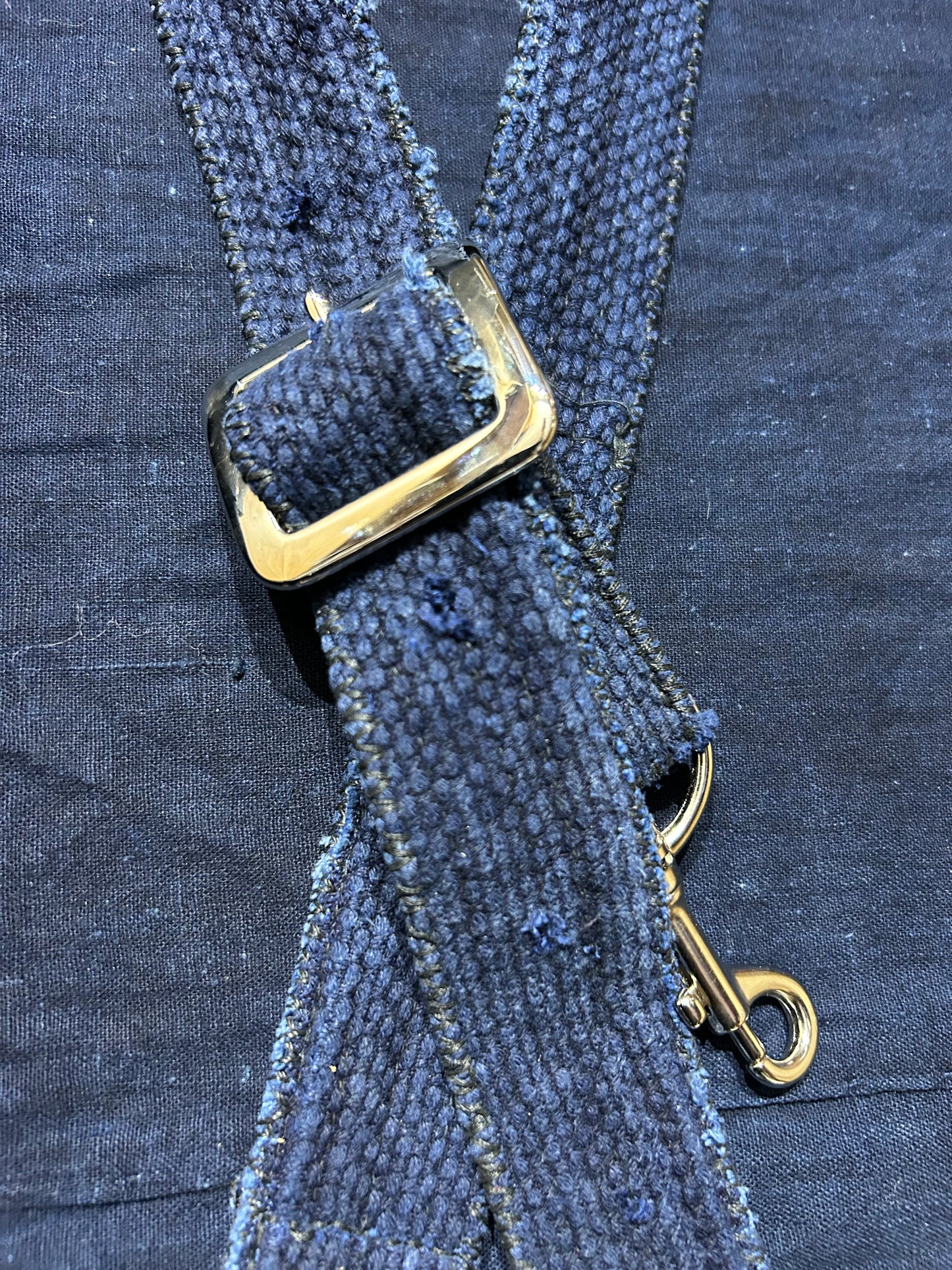 Dark Blue Indigo Kendo Kofu Sashiko Bag