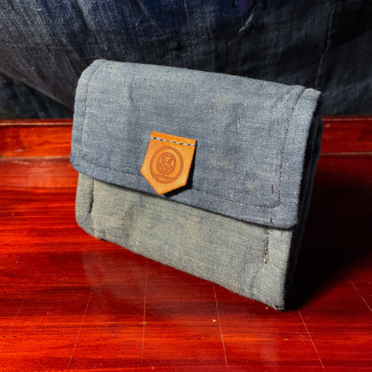 Daruma Kokobo Fabric Wallet - Japanese light indigo fabric