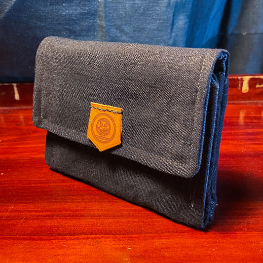 Daruma Kokobo Fabric Wallet - Japanese dark indigo fabric