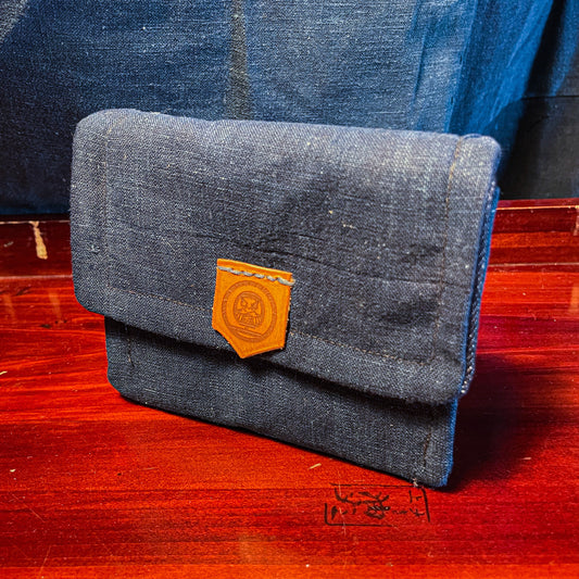 Daruma Kokobo Homemade Fabric Wallet - Japanese indigo fabric