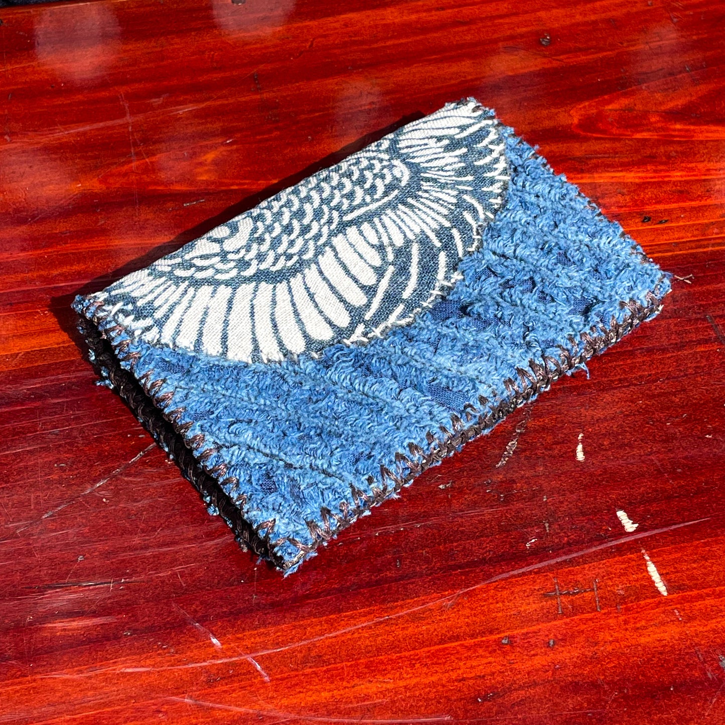 Daruma Kokobo Homemade Wallet Sashiko Katazome Indigo Fabric