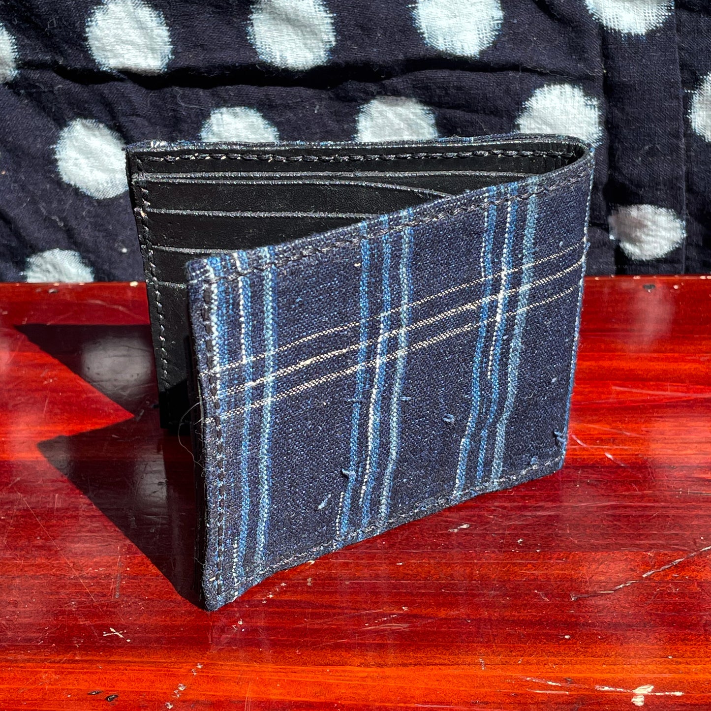 Daruma Kokobo Homemade Wallet - Japanese Antique Fabric - Sakiori