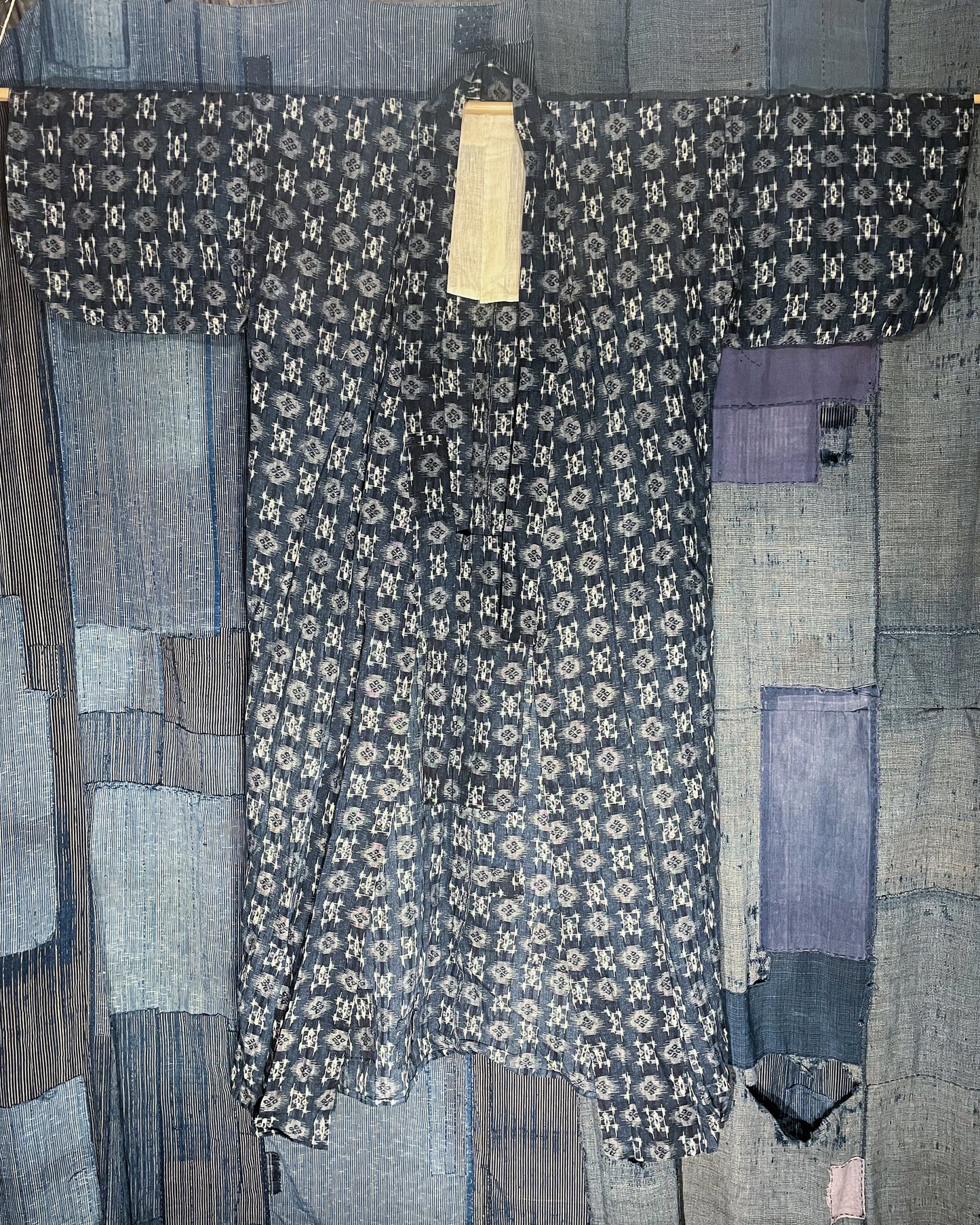 NORAGI Kimono -  Indigo Cross & Kasuri Florals