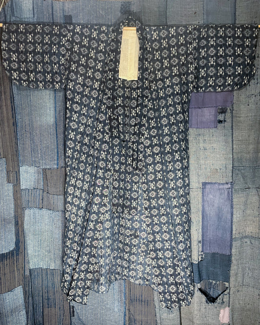 NORAGI Kimono -  Indigo Cross & Kasuri Florals