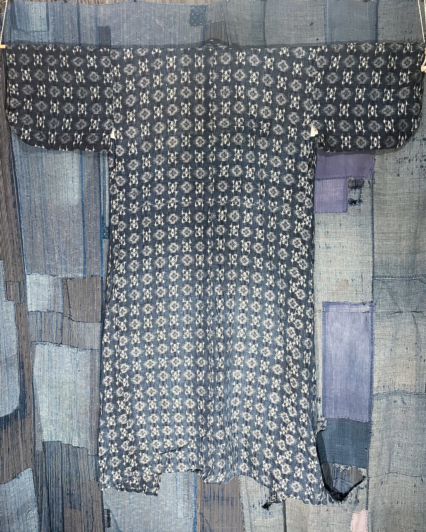NORAGI Kimono -  Indigo Cross & Kasuri Florals